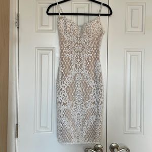 Lulu’s Bring the Wow White Sequin Bustier Bodycon Mini Dress